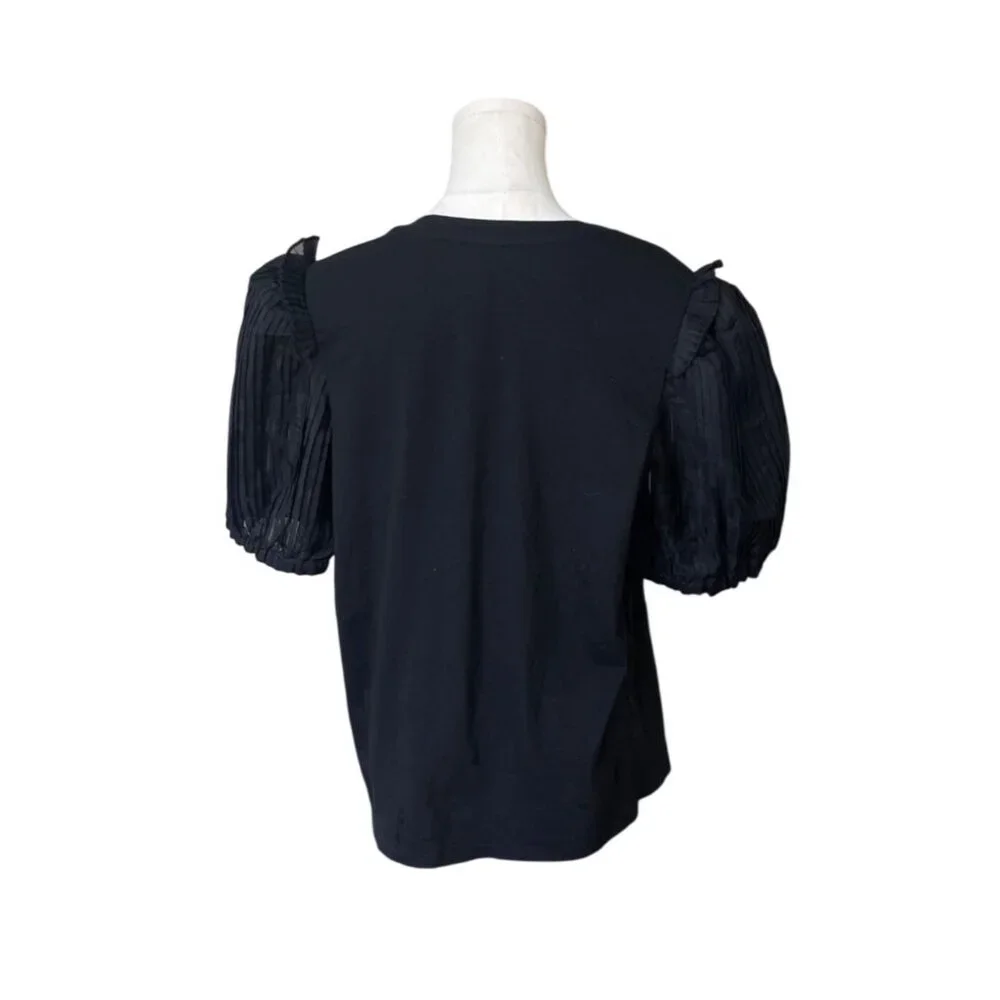 Express Womens Puff Sleeve Peasant Top Size L NWT Cotton Cottagecore Lagenlook - Picture 4 of 11